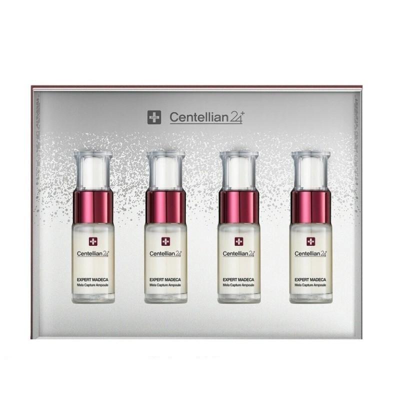 ProtoClinical k-beauty CENTELLIAN24 Expert Madeca Mela Capture Ampoule Rx 7ml x 4ea dark red ampoule set centered on a white background