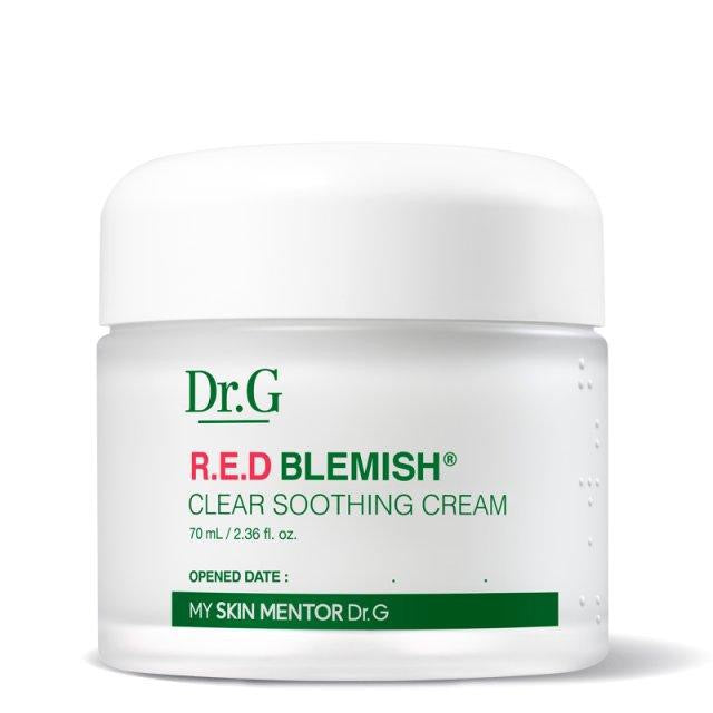ProtoClinical k-beauty Dr.G Red Blemish Clear Soothing Cream 70ml single front-facing soothing cream package with visible product label on a clean white background