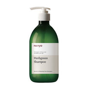 ProtoClinical k-beauty Manyo Factory Herbgreen Shampoo 510ml single upright shampoo bottle in muted sage packaging on a white background.