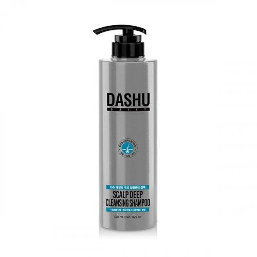 ProtoClinical k-beauty DASHU Daily Scalp Deep Cleansing Shampoo 500ml single upright shampoo bottle centered on a light background.