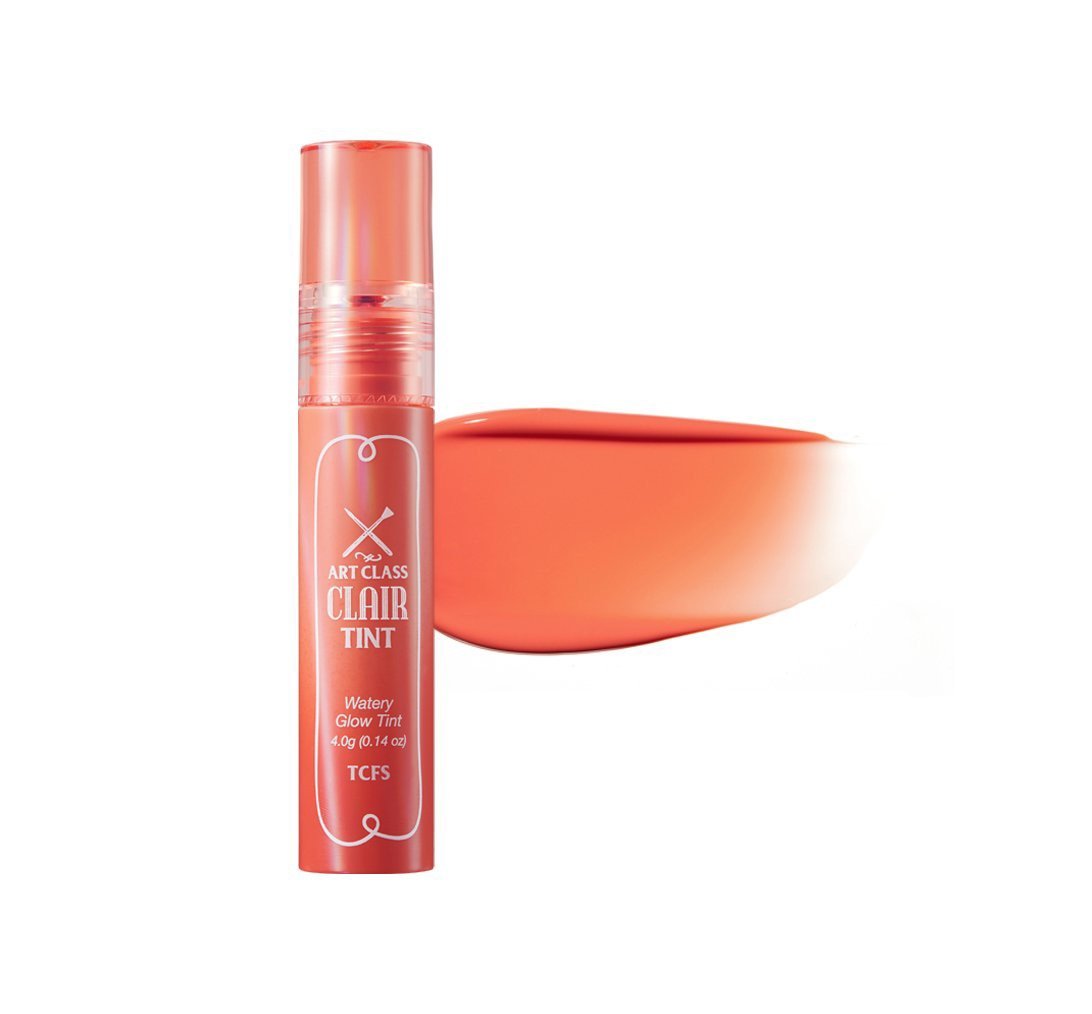 ProtoClinical k-beauty [TOO COOL FOR SCHOOL] Artclass Clair Tint 4g (5 Colors) soft peach swatch in a horizontal band with pale blue side shading on a light background.