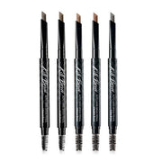 ProtoClinical k-beauty CLIO Auto Hard KillBrow Pencil 0.31g (5 Colors) single upright gray brow pencil package centered on a white background with pale blue side accents