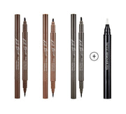 ProtoClinical k-beauty CLIO Kill Brow Dual Tattoo Pen & Remover Pen Set (3 Colors) two slim brow pen packages shown side by side on a clean white background