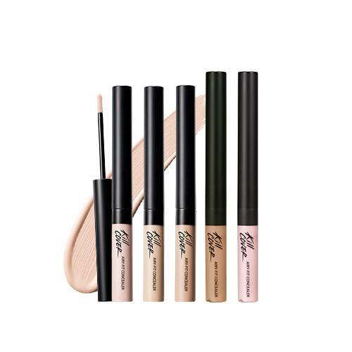 ProtoClinical k-beauty CLIO Kill Cover Airy-Fit Concealer 3g (7 Colors) single upright gray concealer package centered on a white background with pale beige side accents