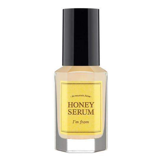 ProtoClinical k-beauty I'm from Honey Serum 30ml single upright dark olive serum bottle centered on a pale cream background with light blue side shading