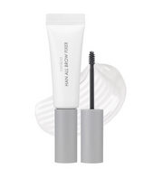 ProtoClinical k-beauty rom&nd HAN ALL BROW FIXER 9g single tall gray brow fixer tube silhouette standing upright on a pale pink-white background