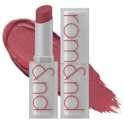 ProtoClinical k-beauty rom&nd Zero Matte Lipstick 3g #01 Dusty Pink single lipstick tube with a dusty pink cap and silver base standing upright on a white background