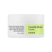 ProtoClinical k-beauty COSRX Centella Blemish Cream 30ml single round cream jar centered on a white background with pale green and gray tones