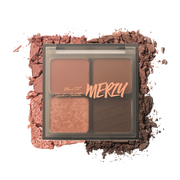 ProtoClinical k-beauty MERZY Mood-Fit Shadow Palette 8g (3 Colors) single square eyeshadow palette compact with warm peach and brown shade pans on a light background