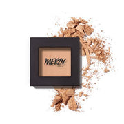 ProtoClinical k-beauty MERZY THE FIRST EYESHADOW 2g (5 Colors) single tan square eyeshadow compact centered on a light background with soft peach corner shading