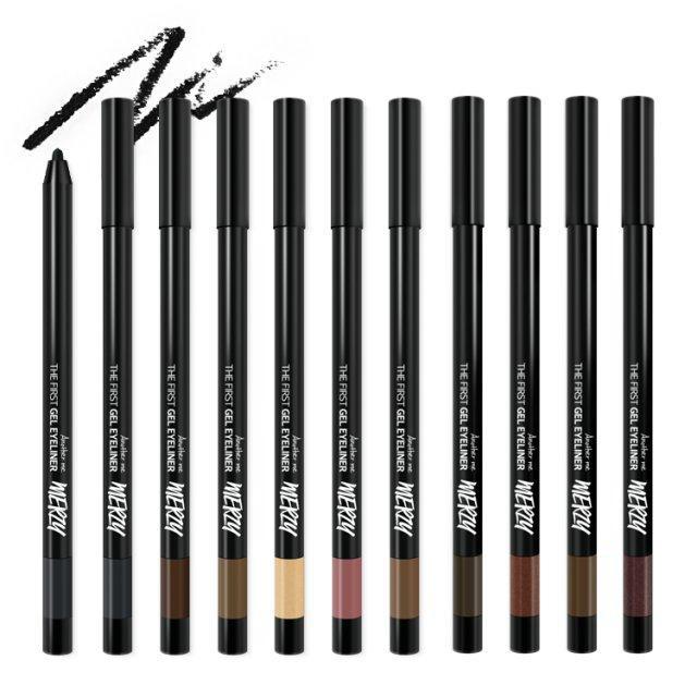 ProtoClinical k-beauty MERZY THE FIRST GEL EYELINER 0.5g (10 Colors) single front-facing eyeliner product packshot on a light background.