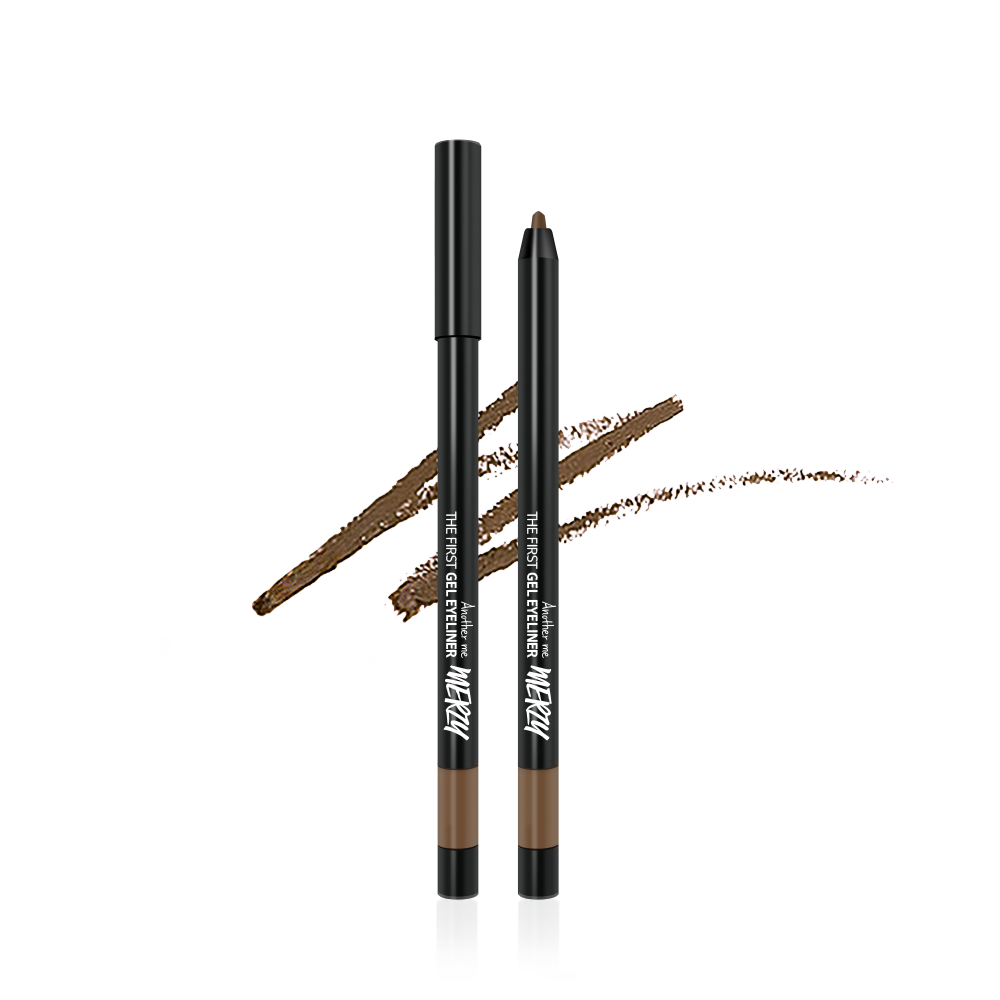 ProtoClinical k-beauty MERZY THE FIRST GEL EYELINER 0.5g (10 Colors) G6. SOFT BROWN shade graphic in warm brown tones with centered product visuals on a light background.