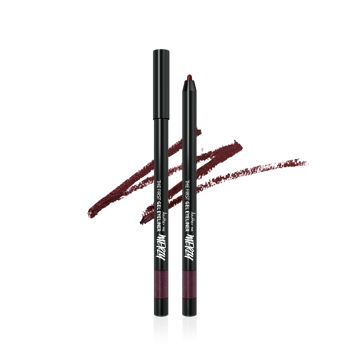 ProtoClinical k-beauty MERZY THE FIRST GEL EYELINER 0.5g (10 Colors) Charcoal Brown shade graphic in charcoal-brown tones with centered product visuals on a light background