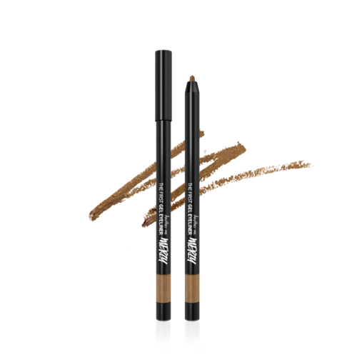 ProtoClinical k-beauty MERZY THE FIRST GEL EYELINER 0.5g (10 Colors) Sienna Brown shade graphic in sienna-brown tones with centered product visuals on a light background