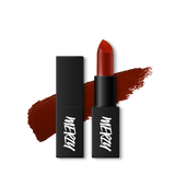 ProtoClinical k-beauty MERZY THE FIRST LIPSTICK ME SERIES 3.5g (8 Colors) warm brown lipstick bullet in a faceted beige case close-up against a black background