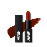 ProtoClinical k-beauty MERZY THE FIRST LIPSTICK ME SERIES 3.5g (8 Colors) warm brown lipstick bullet in a faceted beige case close-up against a black background