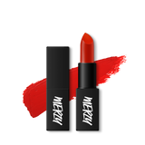 ProtoClinical k-beauty MERZY THE FIRST LIPSTICK ME SERIES 3.5g (8 Colors) rosy mauve lipstick bullet in a faceted beige case close-up against a black background