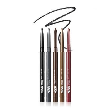 ProtoClinical k-beauty MERZY THE FIRST SLIM GEL EYELINER 0.05g (5 Colors) single slim gel eyeliner package centered in a square product layout on a light background