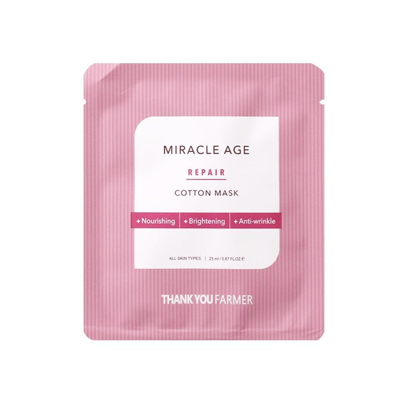ProtoClinical k-beauty [THANK YOU FARMER] Miracle Age Repair Cotton Mask 25ml X 1ea single sheet mask packet thumbnail on a light background
