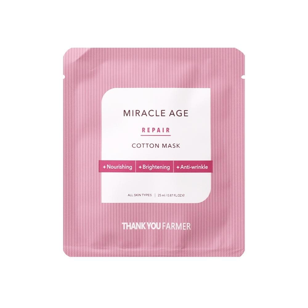 ProtoClinical k-beauty [THANK YOU FARMER] Miracle Age Repair Cotton Mask 25ml X 1ea single sheet mask packet thumbnail on a light background