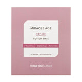 ProtoClinical k-beauty [THANK YOU FARMER] Miracle Age Repair Cotton Mask 25ml X 5ea single sheet mask packet shown alone on a light background