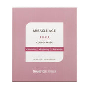 ProtoClinical k-beauty [THANK YOU FARMER] Miracle Age Repair Cotton Mask 25ml X 5ea single sheet mask packet shown alone on a light background