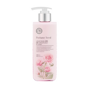 ProtoClinical k-beauty THE FACE SHOP Perfume Seed Velvet Body Milk 300ml single mauve-pink body milk bottle standing upright on a white background with soft aqua and peach side shading
