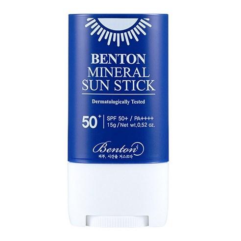 ProtoClinical k-beauty Benton Mineral Sun Stick (SPF50+ PA++++) 15g single upright dark blue sun stick package centered on a light background.