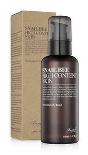 ProtoClinical k-beauty Benton Snail Bee High Content Skin Toner 150ml single upright brown toner bottle on a white background with pale blue side shading