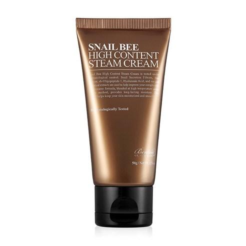 ProtoClinical k-beauty Benton Snail Bee High Content Steam Cream 50g single upright dark brown cream package centered on a white background with pale blue side accents