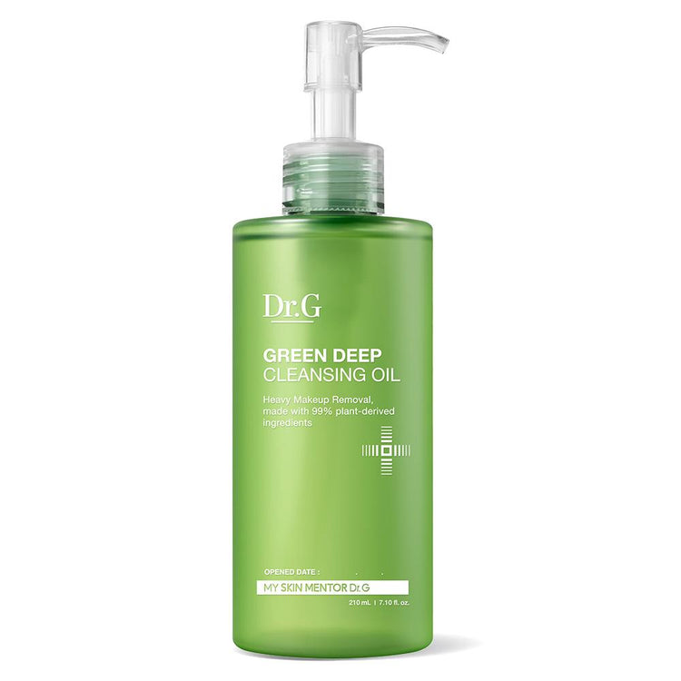 ProtoClinical k-beauty Dr.G Green Deep Cleansing Oil 210ml single upright cleansing oil bottle centered on a light background.