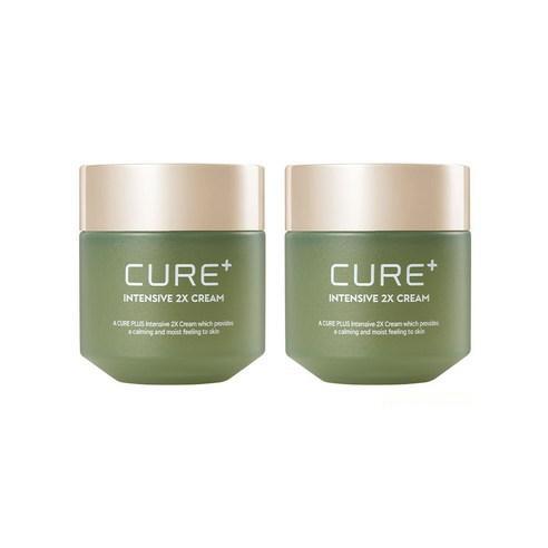 ProtoClinical k-beauty [KIM JEONG MOON Aloe] Cure Plus intensive 2X Cream 50g X 2ea shown as two dark olive cream packages side by side on a light background