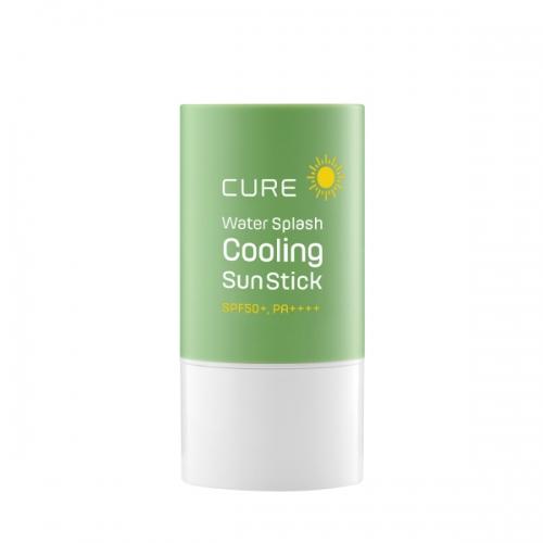 ProtoClinical k-beauty [KIM JEONG MOON Aloe] Cure Water Splash Cooling Sun Stick SPF50+ PA++++ 23g single upright green sun stick package centered on a light background.