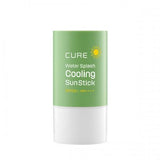 ProtoClinical k-beauty [KIM JEONG MOON Aloe] Cure Water Splash Cooling Sun Stick SPF50+ PA++++ 23g single upright green sun stick package centered on a light background.