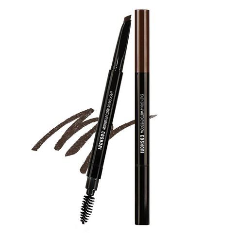 ProtoClinical k-beauty COSNORI Easy Draw Auto Eyebrow 0.3g (4 Colors) slim dark eyebrow pencil with matching light packaging on a white background