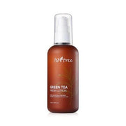 ProtoClinical k-beauty Isntree Green Tea Fresh Emulsion 120ml in a taupe bottle shown upright on a white background