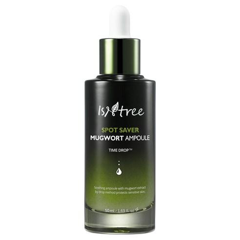 ProtoClinical k-beauty Isntree Mugwort Calming Ampoule 50ml in gray-green bottle packaging shown upright on a white background