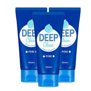 ProtoClinical k-beauty A'pieu Deep Clean Foam Cleanser - Pore 130ml X 3ea single centered blue foam cleanser package with dark navy bands on a pale background.
