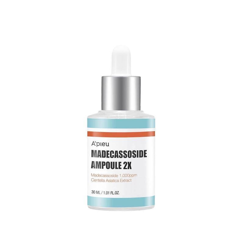 ProtoClinical k-beauty A'pieu Madecassoside Ampoule 2X 30ml single centered ampoule bottle on a white background