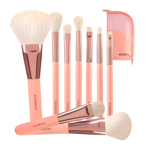 ProtoClinical k-beauty skincare product layout in soft beige and blush tones on a light background.