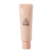 ProtoClinical k-beauty 3CE GLOW BEAM 45ml single centered pink-beige vertical swatch on a pale background with soft aqua side shading