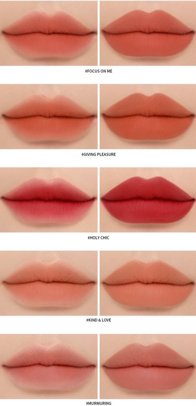 ProtoClinical k-beauty 3CE Soft Matte Lipstick 3.5g (10 Colors) vertical warm coral lipstick swatch filling the frame with soft rose shading and a beige lower edge