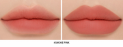 ProtoClinical k-beauty 3CE Soft Matte Lipstick 3.5g (10 Colors) paired matte rosy-pink lip swatches labeled Smoke Pink on a cream background