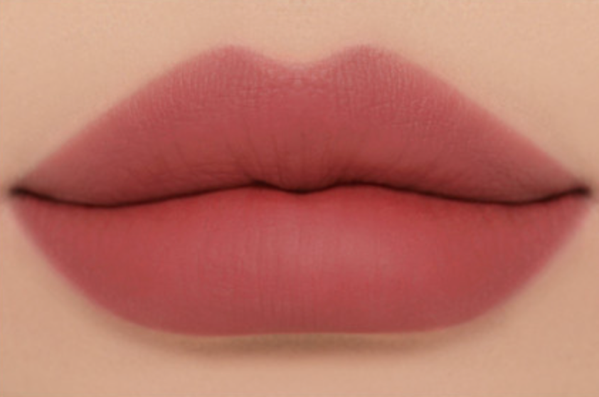 ProtoClinical k-beauty 3CE Soft Matte Lipstick 3.5g (Warm VS Cool) (6 Colors) horizontal warm brown lipstick swatch on a beige background with lighter cream edges