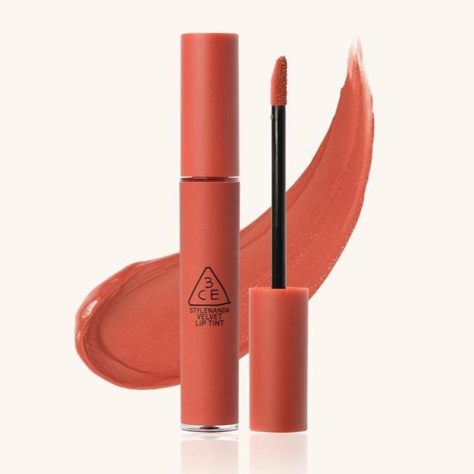 ProtoClinical k-beauty 3CE Velvet Lip Tint 4g #THINK AGAIN single lip tint package shown upright on a clean white background