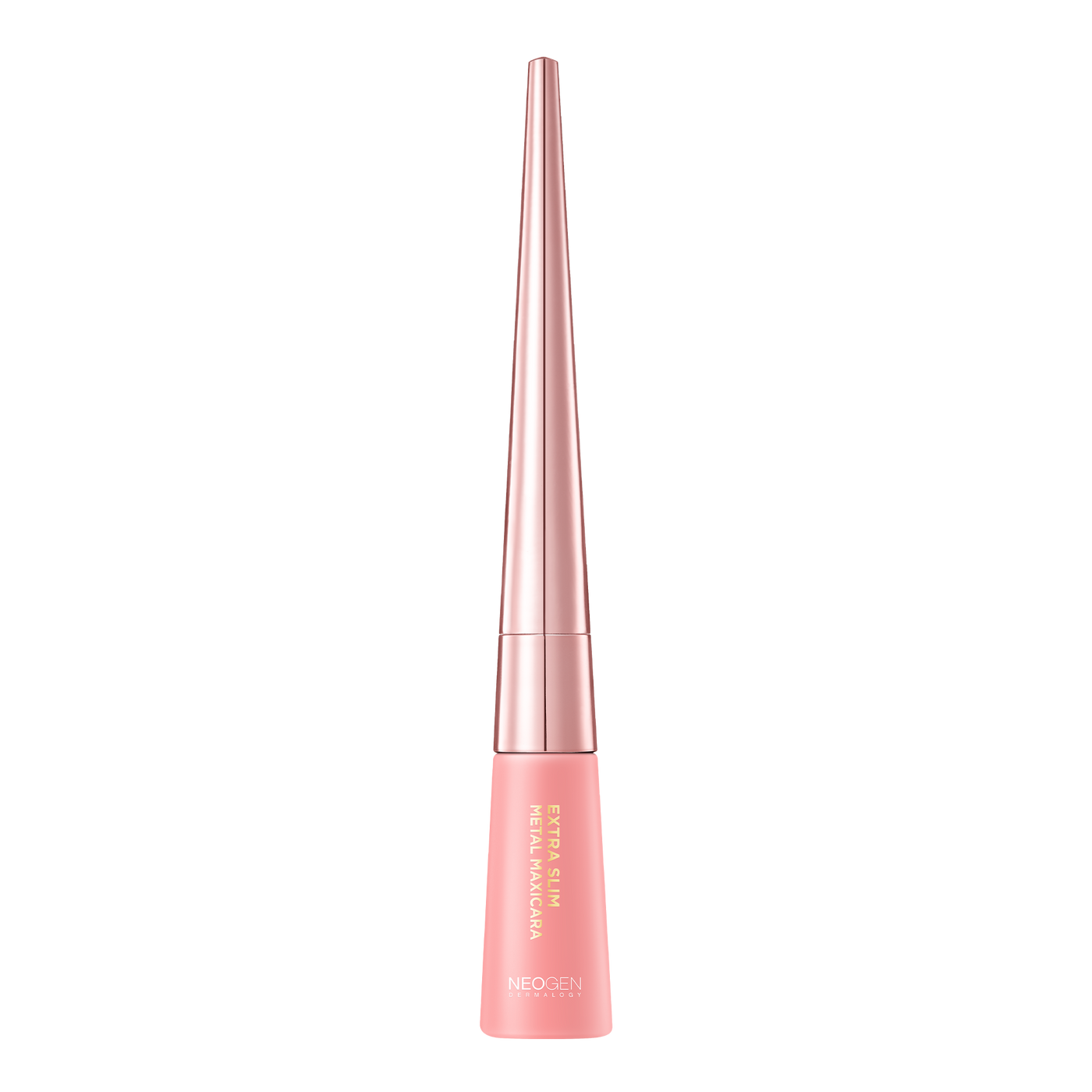 ProtoClinical k-beauty NEOGEN DERMALOGY Extra Slim Metal Maxicara BLACK 6ml single slim pink mascara package centered vertically between dark side panels