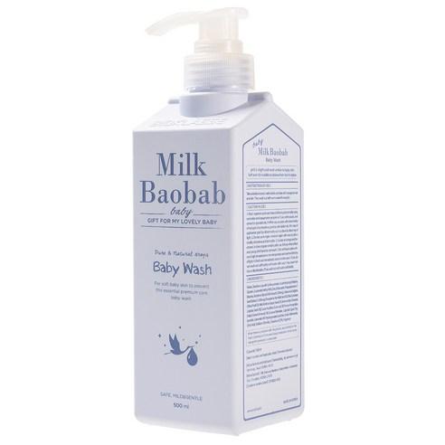 ProtoClinical k-beauty BIOKLASSE MILK BAOBAB Baby Wash 500ml front-facing baby wash bottle with green and white label on a clean white background