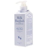 ProtoClinical k-beauty BIOKLASSE MILK BAOBAB Baby Wash 500ml front-facing baby wash bottle with green and white label on a clean white background
