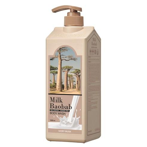 ProtoClinical k-beauty BIOKLASSE MILK BAOBAB Body Wash 1000ml #Ivory Musk single front-facing body wash container with visible front label on a white background