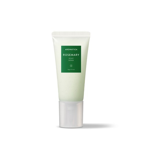 ProtoClinical k-beauty AROMATICA Rosemary Scalp Scrub 165g single green scrub jar centered on a white background with soft pink side accents